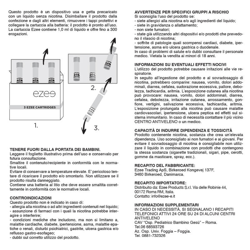 Ezee Cartucce Mentolo 0mg/ml - 36 pezzi