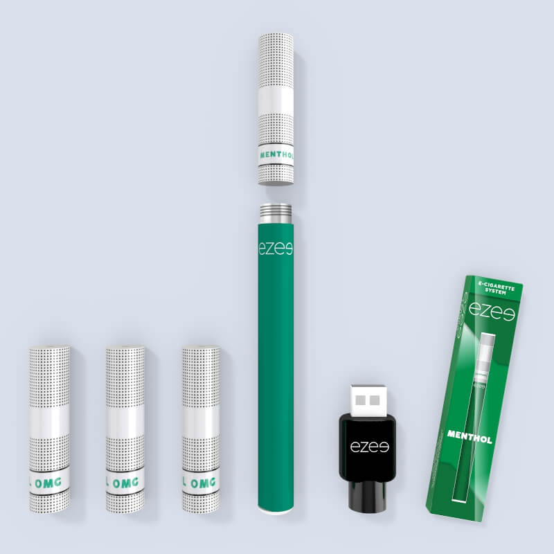 Ezee Starter Kit sigaretta elettronica mentolo senza nicotina 3 cartucce batteria ricaricabile