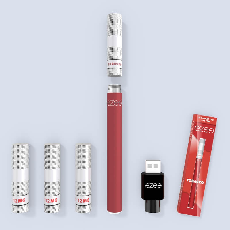 Ezee Starter Kit sigaretta elettronica tabacco 12 mg nicotina 3 cartucce batteria ricaricabile