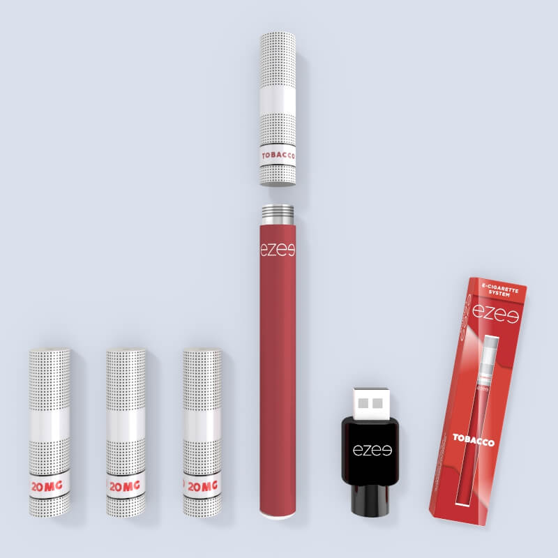 Ezee Starter Kit sigaretta elettronica tabacco 20 mg nicotina 3 cartucce batteria ricaricabile